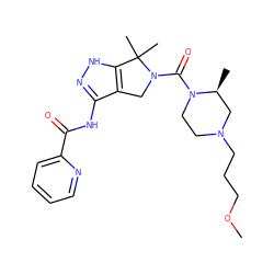 COCCCN1CCN(C(=O)N2Cc3c(NC(=O)c4ccccn4)n[nH]c3C2(C)C)[C@@H](C)C1 ZINC000149056591