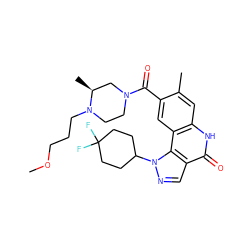 COCCCN1CCN(C(=O)c2cc3c(cc2C)[nH]c(=O)c2cnn(C4CCC(F)(F)CC4)c23)C[C@@H]1C ZINC000261117867