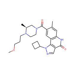 COCCCN1CCN(C(=O)c2cc3c(cc2C)[nH]c(=O)c2cnn(C4CCC4)c23)C[C@@H]1C ZINC000261177988