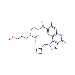 COCCCN1CCN(C(=O)c2cc3c(cc2C)[nH]c(=O)c2cnn(CC4CCC4)c23)C[C@@H]1C ZINC000261108188