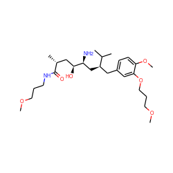 COCCCNC(=O)[C@H](C)C[C@H](O)[C@@H](N)C[C@H](Cc1ccc(OC)c(OCCCOC)c1)C(C)C ZINC000014967535