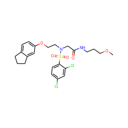 COCCCNC(=O)CN(CCOc1ccc2c(c1)CCC2)S(=O)(=O)c1ccc(Cl)cc1Cl ZINC000040409614