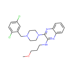 COCCCNc1nc2ccccc2nc1N1CCN(Cc2cc(Cl)ccc2Cl)CC1 ZINC000144654425