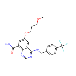 COCCCOc1cc(C(N)=O)c2ncnc(NCc3ccc(C(F)(F)F)cc3)c2c1 ZINC000114346133