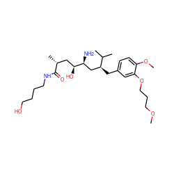 COCCCOc1cc(C[C@@H](C[C@H](N)[C@@H](O)C[C@@H](C)C(=O)NCCCCO)C(C)C)ccc1OC ZINC000014967538