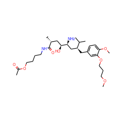 COCCCOc1cc(C[C@@H](C[C@H](N)[C@@H](O)C[C@@H](C)C(=O)NCCCCOC(C)=O)C(C)C)ccc1OC ZINC000014967598