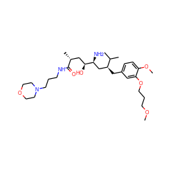 COCCCOc1cc(C[C@@H](C[C@H](N)[C@@H](O)C[C@@H](C)C(=O)NCCCN2CCOCC2)C(C)C)ccc1OC ZINC000014967564