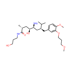 COCCCOc1cc(C[C@@H](C[C@H](N)[C@@H](O)C[C@@H](C)C(=O)NCCCO)C(C)C)ccc1OC ZINC000014967531