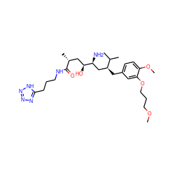 COCCCOc1cc(C[C@@H](C[C@H](N)[C@@H](O)C[C@@H](C)C(=O)NCCCc2nnn[nH]2)C(C)C)ccc1OC ZINC000014967650