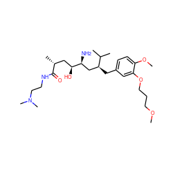 COCCCOc1cc(C[C@@H](C[C@H](N)[C@@H](O)C[C@@H](C)C(=O)NCCN(C)C)C(C)C)ccc1OC ZINC000014967542