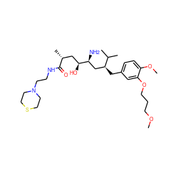 COCCCOc1cc(C[C@@H](C[C@H](N)[C@@H](O)C[C@@H](C)C(=O)NCCN2CCSCC2)C(C)C)ccc1OC ZINC000014967568