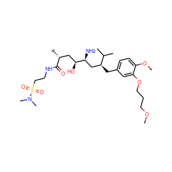 COCCCOc1cc(C[C@@H](C[C@H](N)[C@@H](O)C[C@@H](C)C(=O)NCCS(=O)(=O)N(C)C)C(C)C)ccc1OC ZINC000014967639