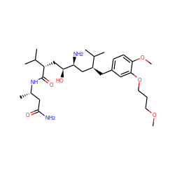 COCCCOc1cc(C[C@@H](C[C@H](N)[C@@H](O)C[C@H](C(=O)N[C@@H](C)CC(N)=O)C(C)C)C(C)C)ccc1OC ZINC000014294425