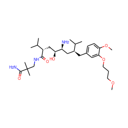 COCCCOc1cc(C[C@@H](C[C@H](N)[C@@H](O)C[C@H](C(=O)NCC(C)(C)C(N)=O)C(C)C)C(C)C)ccc1OC ZINC000004393164