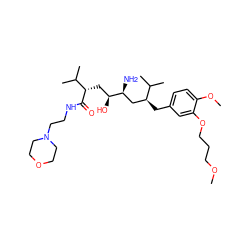 COCCCOc1cc(C[C@@H](C[C@H](N)[C@@H](O)C[C@H](C(=O)NCCN2CCOCC2)C(C)C)C(C)C)ccc1OC ZINC000028711776