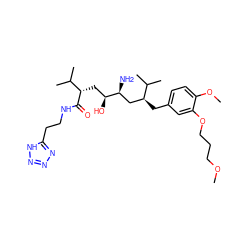 COCCCOc1cc(C[C@@H](C[C@H](N)[C@@H](O)C[C@H](C(=O)NCCc2nnn[nH]2)C(C)C)C(C)C)ccc1OC ZINC000014967742