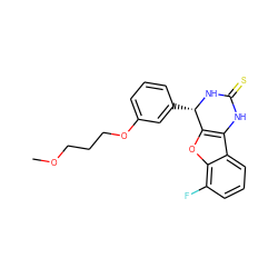 COCCCOc1cccc([C@@H]2NC(=S)Nc3c2oc2c(F)cccc32)c1 ZINC000299826627