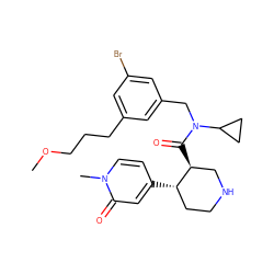 COCCCc1cc(Br)cc(CN(C(=O)[C@H]2CNCC[C@@H]2c2ccn(C)c(=O)c2)C2CC2)c1 ZINC000072173598