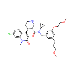 COCCCc1cc(CN(C(=O)[C@H]2CNCC[C@@H]2c2cc(=O)n(C)c3cc(Cl)ccc23)C2CC2)cc(OCCOC)c1 ZINC000068151743