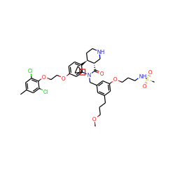 COCCCc1cc(CN(C(=O)[C@H]2CNCC[C@@H]2c2ccc(OCCOc3c(Cl)cc(C)cc3Cl)cc2)C2CC2)cc(OCCCNS(C)(=O)=O)c1 ZINC000095548084