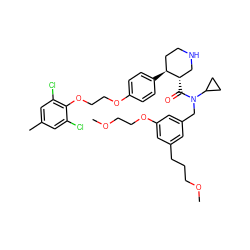 COCCCc1cc(CN(C(=O)[C@H]2CNCC[C@@H]2c2ccc(OCCOc3c(Cl)cc(C)cc3Cl)cc2)C2CC2)cc(OCCOC)c1 ZINC000068106255