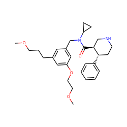 COCCCc1cc(CN(C(=O)[C@H]2CNCC[C@@H]2c2ccccc2)C2CC2)cc(OCCOC)c1 ZINC000072175224