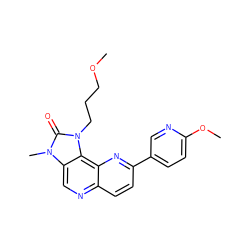 COCCCn1c(=O)n(C)c2cnc3ccc(-c4ccc(OC)nc4)nc3c21 ZINC000118534258