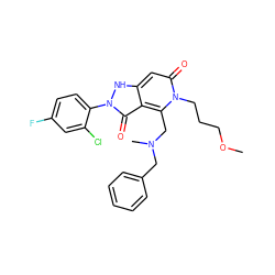 COCCCn1c(CN(C)Cc2ccccc2)c2c(=O)n(-c3ccc(F)cc3Cl)[nH]c2cc1=O ZINC000064447159