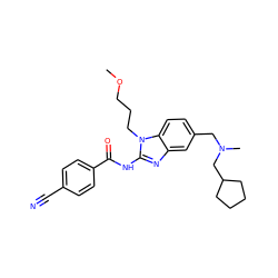 COCCCn1c(NC(=O)c2ccc(C#N)cc2)nc2cc(CN(C)CC3CCCC3)ccc21 ZINC000045497994