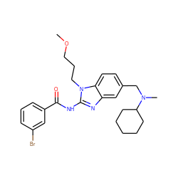 COCCCn1c(NC(=O)c2cccc(Br)c2)nc2cc(CN(C)C3CCCCC3)ccc21 ZINC000040423635