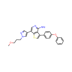 COCCCn1cc(-c2cnc(N)c3c(-c4ccc(Oc5ccccc5)cc4)csc23)cn1 ZINC000473109915