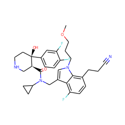 COCCCn1cc(CN(C(=O)[C@H]2CNCC[C@]2(O)c2ccc(F)c(F)c2)C2CC2)c2c(F)ccc(CCC#N)c21 ZINC000073140304