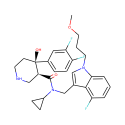 COCCCn1cc(CN(C(=O)[C@H]2CNCC[C@]2(O)c2ccc(F)c(F)c2)C2CC2)c2c(F)cccc21 ZINC000073140260