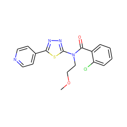 COCCN(C(=O)c1ccccc1Cl)c1nnc(-c2ccncc2)s1 ZINC000095563299