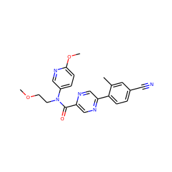 COCCN(C(=O)c1cnc(-c2ccc(C#N)cc2C)cn1)c1ccc(OC)nc1 ZINC000049112719