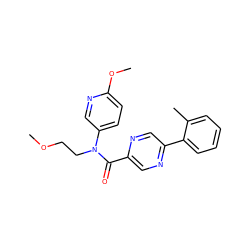 COCCN(C(=O)c1cnc(-c2ccccc2C)cn1)c1ccc(OC)nc1 ZINC000049069677