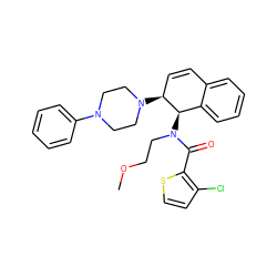 COCCN(C(=O)c1sccc1Cl)[C@@H]1c2ccccc2C=C[C@@H]1N1CCN(c2ccccc2)CC1 ZINC000084884063