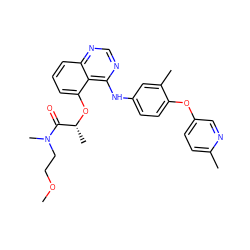 COCCN(C)C(=O)[C@@H](C)Oc1cccc2ncnc(Nc3ccc(Oc4ccc(C)nc4)c(C)c3)c12 ZINC000029129632