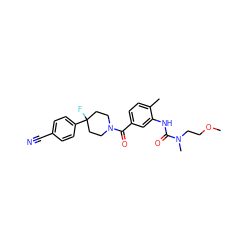 COCCN(C)C(=O)Nc1cc(C(=O)N2CCC(F)(c3ccc(C#N)cc3)CC2)ccc1C ZINC000098185388