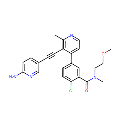 COCCN(C)C(=O)c1cc(-c2ccnc(C)c2C#Cc2ccc(N)nc2)ccc1Cl ZINC000202387925