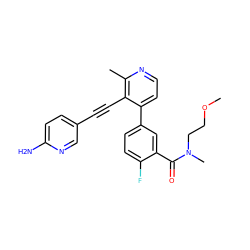 COCCN(C)C(=O)c1cc(-c2ccnc(C)c2C#Cc2ccc(N)nc2)ccc1F ZINC000202384860