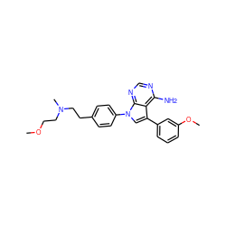 COCCN(C)CCc1ccc(-n2cc(-c3cccc(OC)c3)c3c(N)ncnc32)cc1 ZINC000040899192