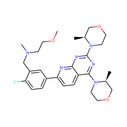 COCCN(C)Cc1cc(-c2ccc3c(N4CCOC[C@@H]4C)nc(N4CCOC[C@@H]4C)nc3n2)ccc1F ZINC000139601197