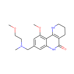 COCCN(C)Cc1cc(OC)c2c3c(c(=O)[nH]c2c1)CCCN3 ZINC000118734268