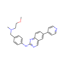 COCCN(C)Cc1ccc(Nc2ncc3cc(-c4ccncc4)ccc3n2)cc1 ZINC000095586836