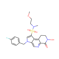 COCCN(C)S(=O)(=O)c1cn(Cc2ccc(F)cc2)c2cnc3c(c12)CCN(O)C3=O ZINC000071296619