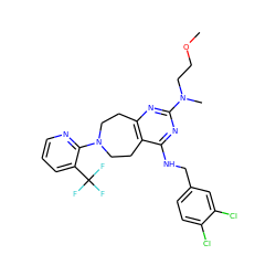 COCCN(C)c1nc2c(c(NCc3ccc(Cl)c(Cl)c3)n1)CCN(c1ncccc1C(F)(F)F)CC2 ZINC000148465065