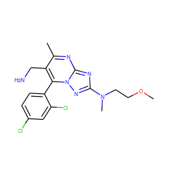 COCCN(C)c1nc2nc(C)c(CN)c(-c3ccc(Cl)cc3Cl)n2n1 ZINC000058506513