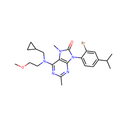 COCCN(CC1CC1)c1nc(C)nc2c1n(C)c(=O)n2-c1ccc(C(C)C)cc1Br ZINC000028016130