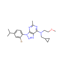 COCCN(CC1CC1)c1nc(C)nc2c1nnn2-c1ccc(C(C)C)cc1Br ZINC000013794736